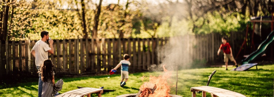 Kansas City Family Summer Fire Pit Backyard Photography